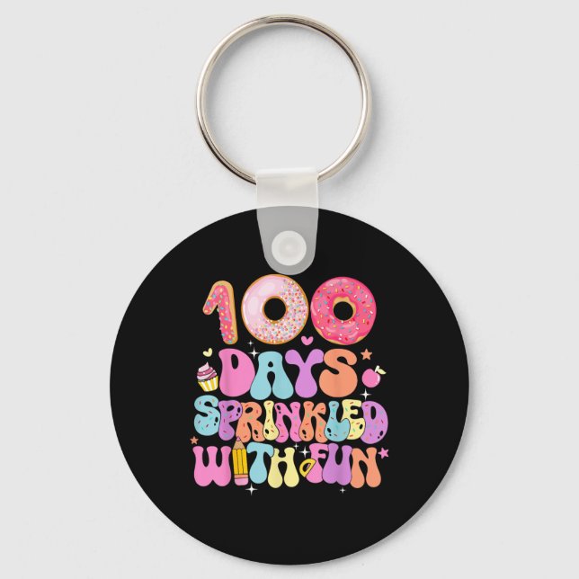 100th Day Of School Doughnut 100 Days Sprinkled Wi Key Ring (Front)