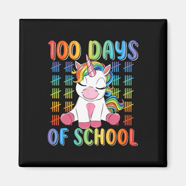 100th Day Of School For Girls Kids Cute Unicorn  Magnet (Front)