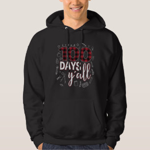 100th Day of School For Teachers Buffalo Plaid Red Hoodie