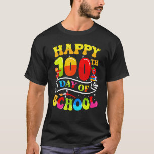 100th Day of School for Teachers Kids Happy 100 D T-Shirt