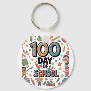 100th Day of School Fun T-Shirt Colorful Kids & Key Ring