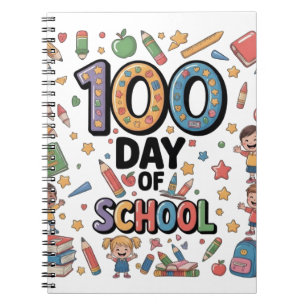 100th Day of School Fun T-Shirt Colorful Kids & Notebook