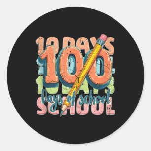 100th Day Of School Funny Costume For Kids Girls B Classic Round Sticker