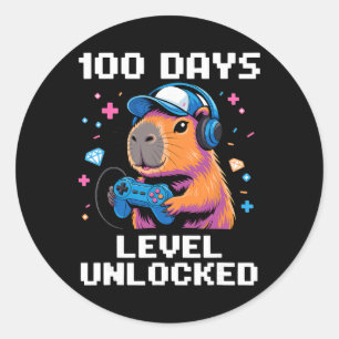 100th Day Of School Gamer 100 Days Level Unlocked Classic Round Sticker