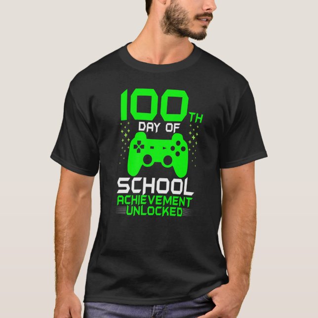 100th Day of School Gamer Teachers Kids Happy 100  T-Shirt (Front)