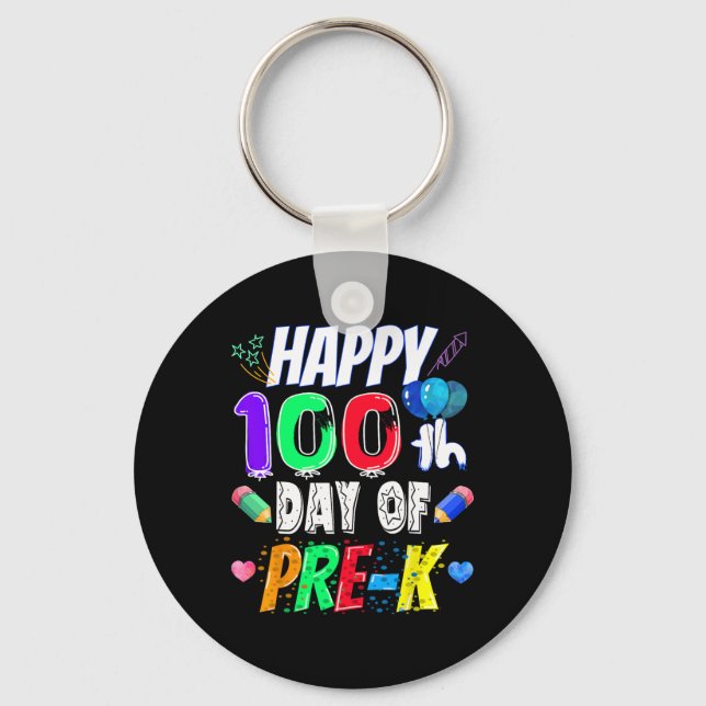 100th Day Of School Gift 100 Days Of Pre-k Teacher Key Ring (Front)