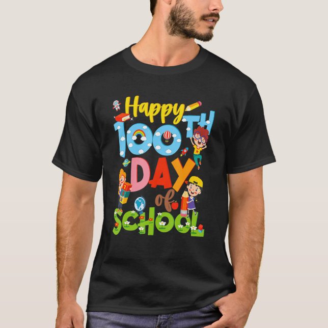 100th Day Of School Girls Boys 100 Days Of School  T-Shirt (Front)