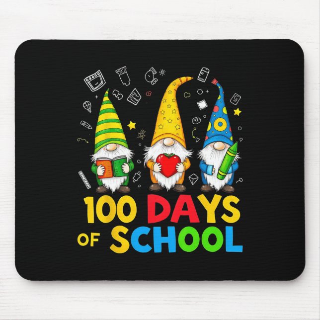 100th Day Of School Gnome Fun Teachers And Student Mouse Mat (Front)
