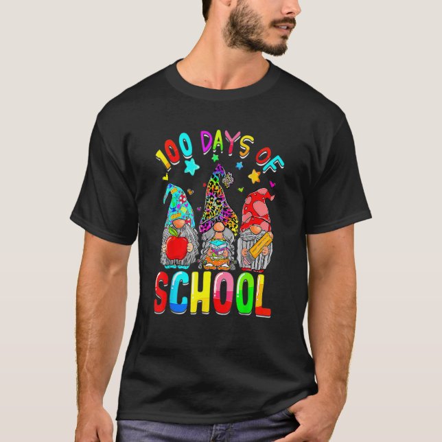 100th Day Of School Gnomes Teacher Student 100 Day T-Shirt (Front)