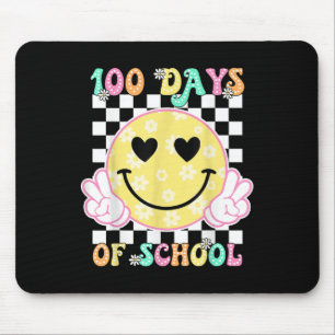 100th Day Of School Groovy Smile Face 100 Days Boy Mouse Mat