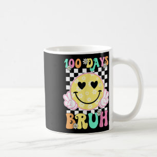 100th Day Of School Groovy Smile Face 100 Days Bru Coffee Mug