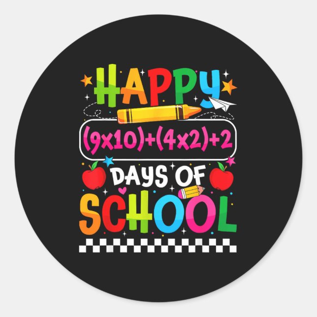 100th Day Of School Happy 100 Days Math Equation T Classic Round Sticker (Front)