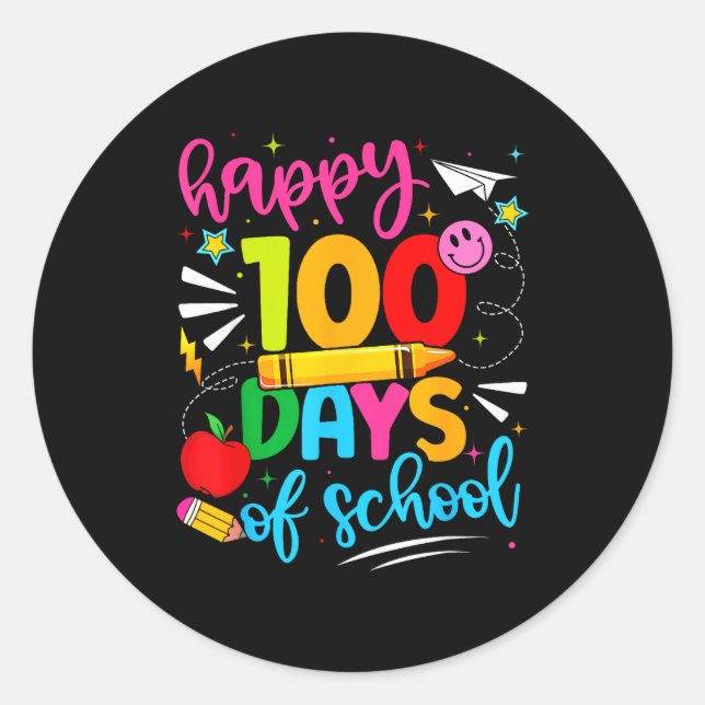 100th Day Of School Happy 100 Days Teachers Boy Gi Classic Round Sticker (Front)