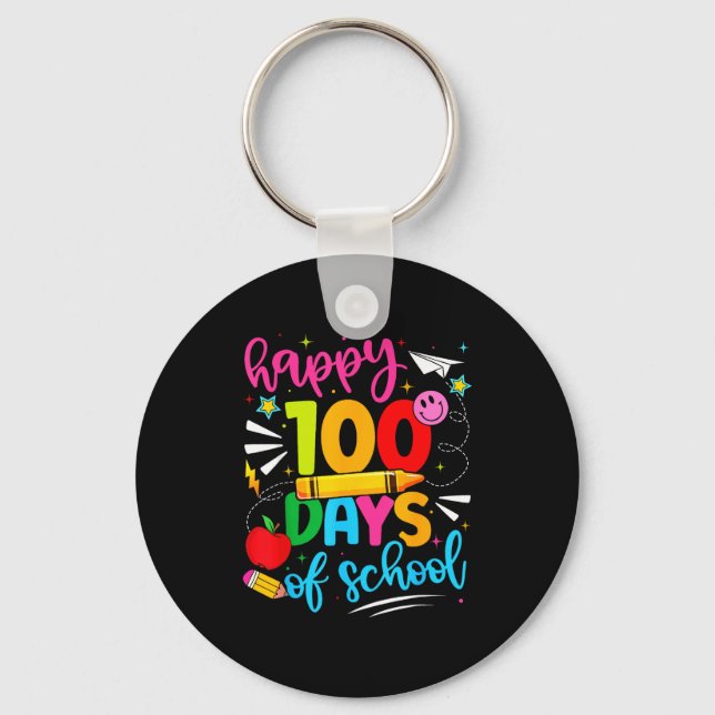100th Day Of School Happy 100 Days Teachers Boy Gi Key Ring (Front)