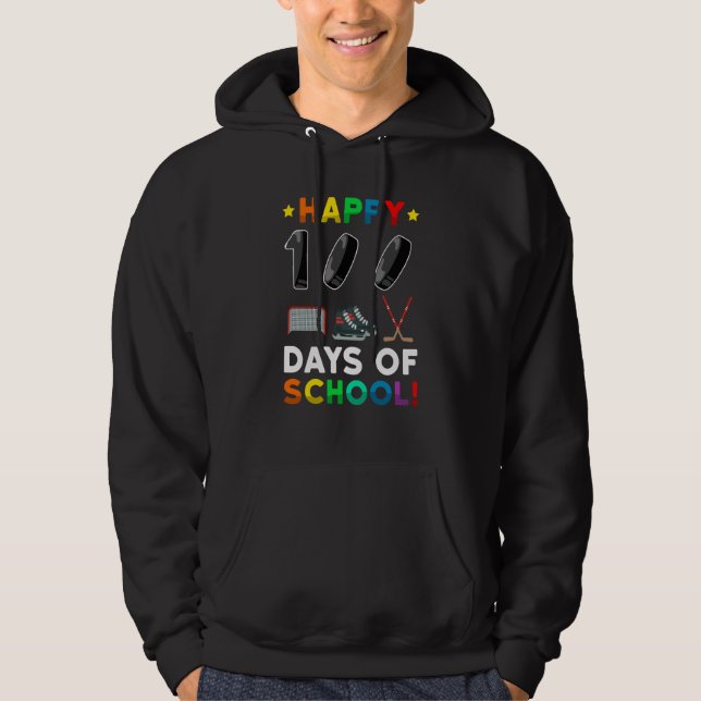 100th Day Of School Hockey 100 Days Of School Spor Hoodie (Front)