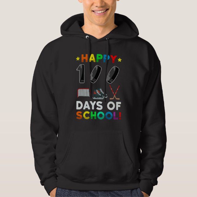 100th Day Of School Hockey 100 Days Of School Spor Hoodie (Front)