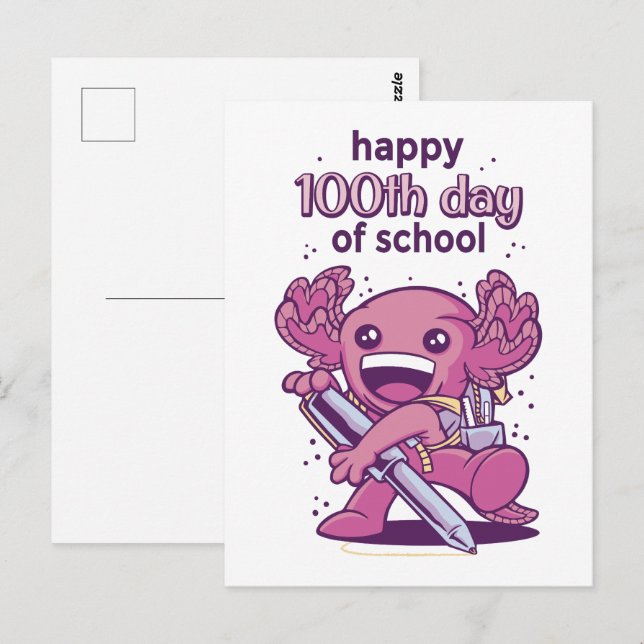 100th day of school invitation postcard (Front/Back)