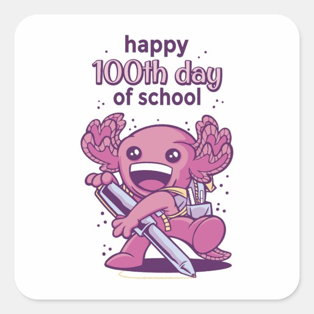 100th day of school invitation square sticker (Front)