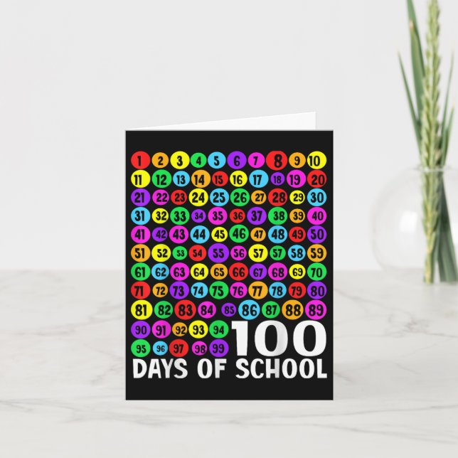 100th Day Of School Kids 100 Days Learning Math Nu Card (Front)