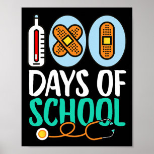100th Day Of School Kids Teacher 100 Days Of Schoo Poster