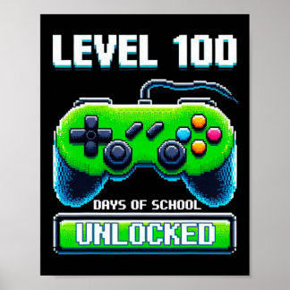 100th Day Of School Kids Video Games Boy Gamer Poster