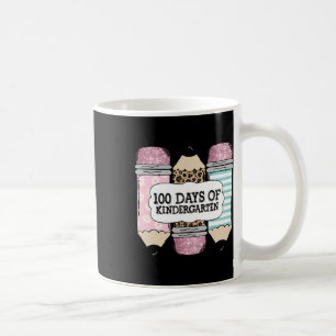 100th Day Of School Kindergarten Leopard Pencil Te Coffee Mug