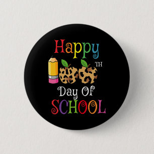100th Day Of School Leopard Print Teacher Student 6 Cm Round Badge