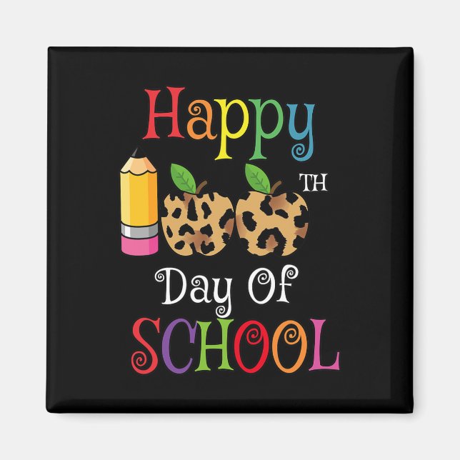 100th Day Of School Leopard Print Teacher Student  Magnet (Front)