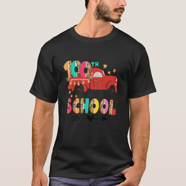 100th Day of School Leopard Teachers Kids 100 Days T-Shirt (Front)