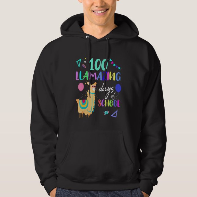 100th day of school llama hoodie (Front)