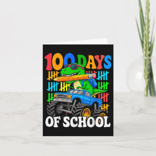 100th Day Of School Monster Truck Dinosaur 100 Day Card