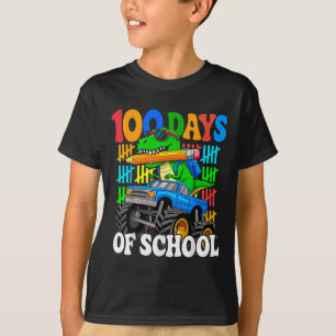 100th Day Of School Monster Truck Dinosaur 100 Day T-Shirt