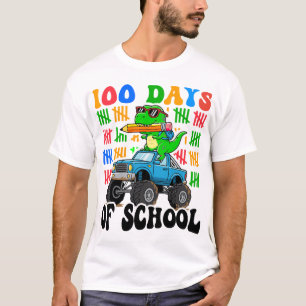 100th Day of School Monster Truck Dinosaur Fun T-Shirt