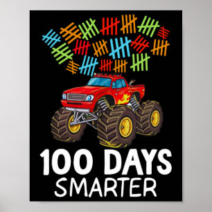 100th Day Of School Monster Truck Toddler 100 Days Poster