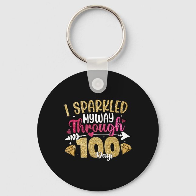 100th Day Of School My Students Are 100 Days Smart Key Ring (Front)