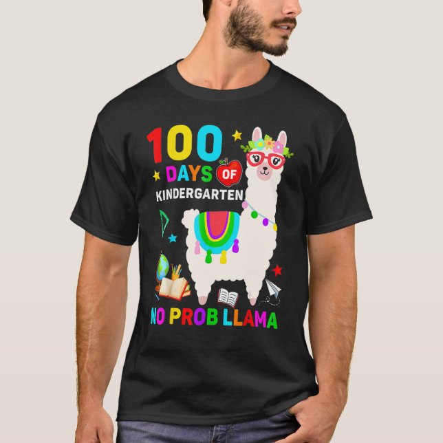 100th Day Of School No Prob Llama 100 Days Of Kind T-Shirt (Front)