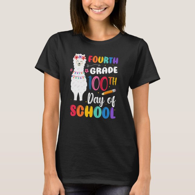 100th Day Of School No Prob Llama 100th Day Fourth T-Shirt (Front)