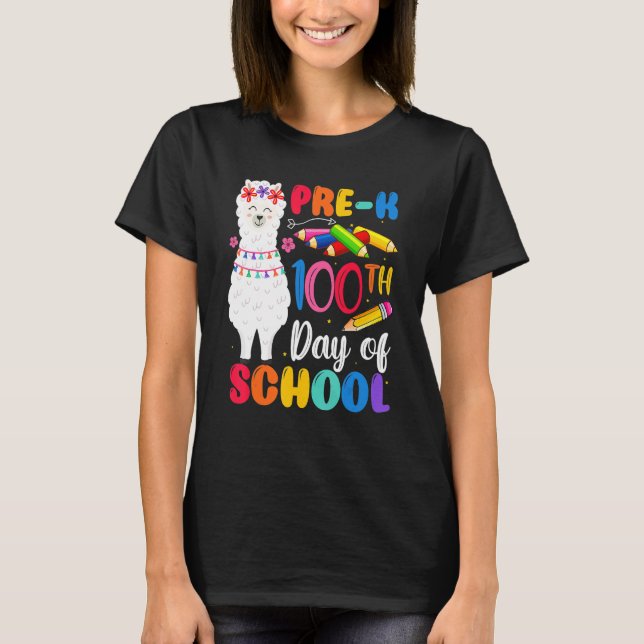 100th Day Of School No Prob Llama Happy 100th Day  T-Shirt (Front)