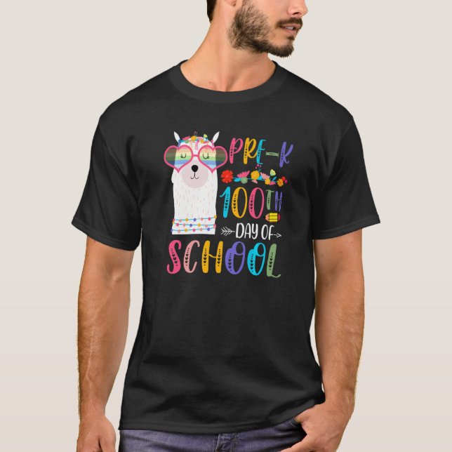 100th day of School No Prob Llama Teacher 100 Days T-Shirt (Front)
