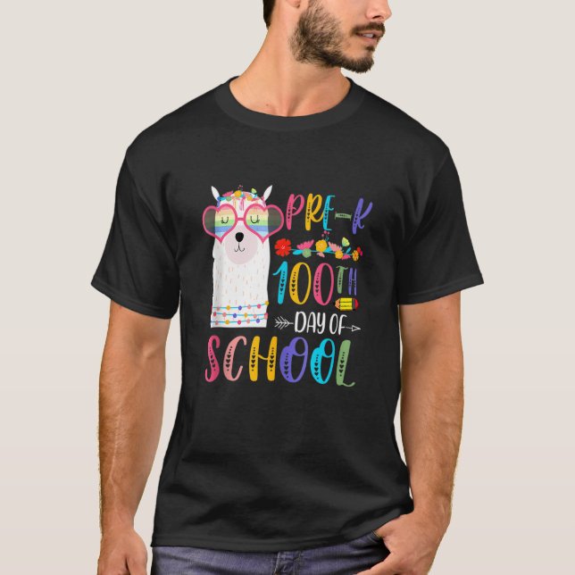 100th Day Of School No Prob Llama Teacher 100 Days T-Shirt (Front)