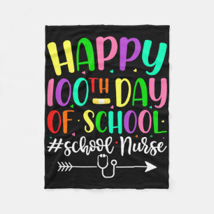 100th Day Of School Nurse Stethoscope 100 Days Nur Fleece Blanket