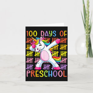 100th Day Of School Of Preschool Unicorn 100 Days  Card