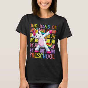 100th Day Of School Of Preschool Unicorn 100 Days T-Shirt