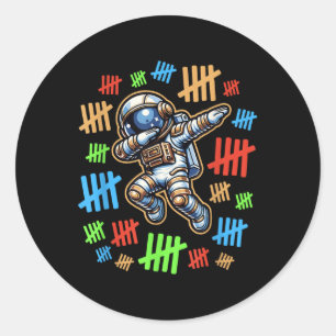 100th Day Of School Outfit Teacher Boys Astronaut Classic Round Sticker