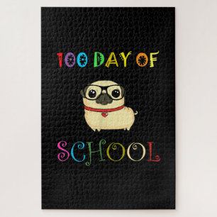 100th Day Of School Pug Dog Teachers Kids Happy Jigsaw Puzzle