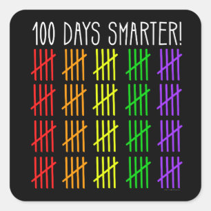 100th Day of School Rainbow Counting Teacher Square Sticker