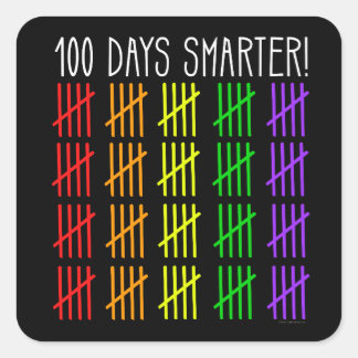 100th Day of School Rainbow Counting Teacher Square Sticker