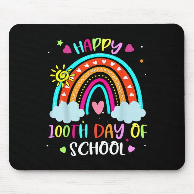 100th Day Of School Rainbow Happy 100 Days Smarter Mouse Mat (Front)