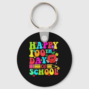 100th Day Of School Retro 100 Days Teacher Student Key Ring