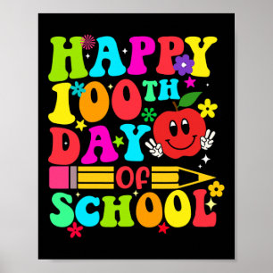 100th Day Of School Retro 100 Days Teacher Student Poster